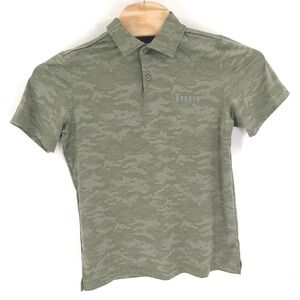 NoBull Shirt Mens Medium Green Camo Polo Polyester Golf Athletic Gym Workout